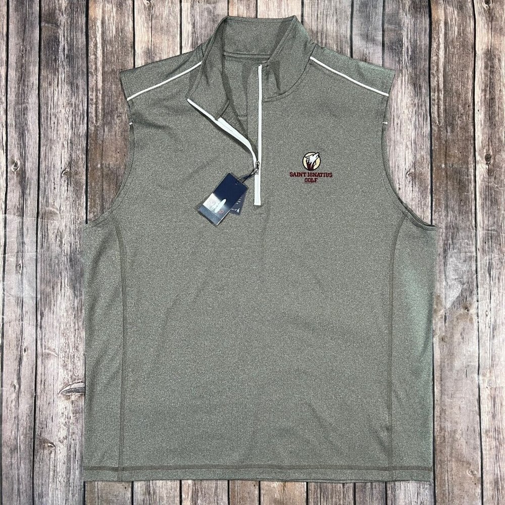 NEW! Johnnie-O Lammie Performance Quarter Zip Vest Medium Mens Grey Golf NWT
